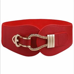 Red & Gold Stretchy Wide Width Belt